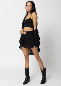 The Eyelit Slip Mini Skirt- Black