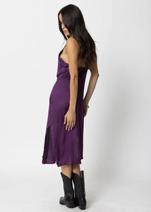 The Silky Slip Midi Dress- Purple