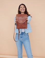 Load image into Gallery viewer, Peck Handcrafted Leather Crossbody- Cognac