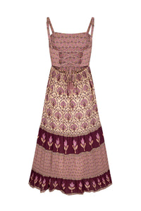 Chateau Quilted Strappy Maxi Dress- Grape