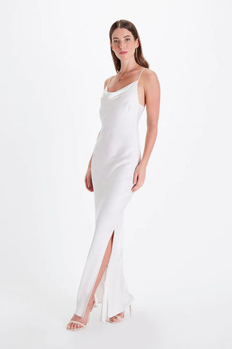 Cowl Neck Gown in White