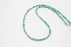 Amazonite Faceted Silver Necklace