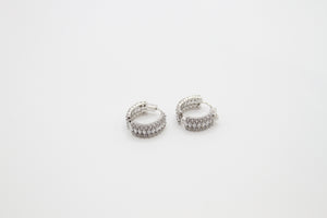 Cubic Zirconium Silver Cuff Earrings