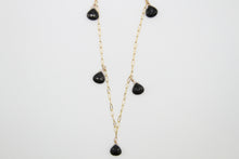 Load image into Gallery viewer, Black Tourmaline Drops Gold Necklace