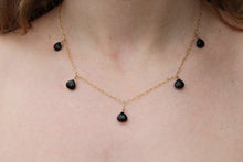 Load image into Gallery viewer, Black Tourmaline Drops Gold Necklace