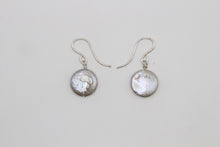 Load image into Gallery viewer, Silver Coin Pearl Earrings