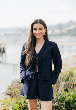 Load image into Gallery viewer, Keaton Tie Top- Navy