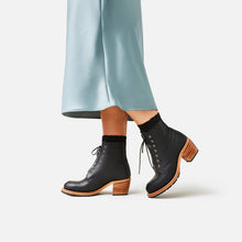 Load image into Gallery viewer, Clara Heeled Boot in Black Boundary Leather