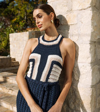 Load image into Gallery viewer, Drew Hand Crochet Midi Dress in Navy