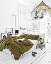 Load image into Gallery viewer, Olive Green Linen Sheet Set