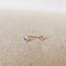 Load image into Gallery viewer, 14k Solid Gold 4mm Cubic Zirconia Stud Earrings