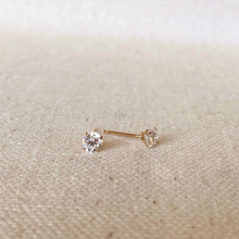 Load image into Gallery viewer, 14k Solid Gold 4mm CZ Stud Earrings
