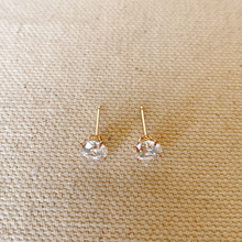 Load image into Gallery viewer, 14k Solid Gold 6mm Cubic Zirconia Stud Earrings