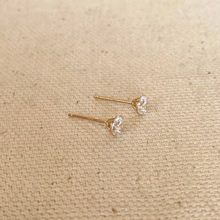 Load image into Gallery viewer, 14k Solid Gold 4mm CZ Stud Earrings