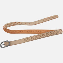 Load image into Gallery viewer, Anisa | Silver Buckle Circle Links Skinny Leather Belt
