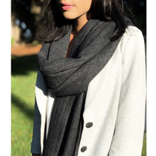 Load image into Gallery viewer, Black Handloom Cashmere Scarf