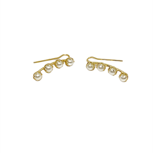 18k Gold Filled Pearl Ear Climber Style Earrings