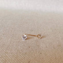 Load image into Gallery viewer, 14k Solid Gold 4mm CZ Stud Earrings
