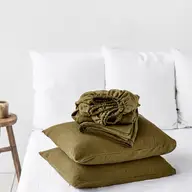 Load image into Gallery viewer, Olive Green Linen Sheet Set