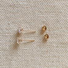 Load image into Gallery viewer, 14k Solid Gold 5mm Cubic Zirconia Stud Earrings
