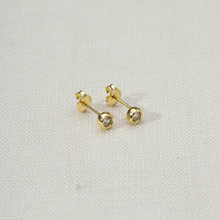 Load image into Gallery viewer, 18k Gold Filled 4mm Round Bezel Cubic Zirconia Stud Earring