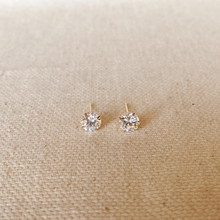 Load image into Gallery viewer, 14k Solid Gold 5mm Cubic Zirconia Stud Earrings