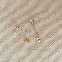Load image into Gallery viewer, 14k Solid Gold 5mm Cubic Zirconia Stud Earrings