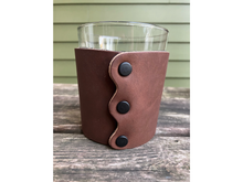 Load image into Gallery viewer, Leather Wrapped Whiskey Glass - Steal Your Face Grateful Dead