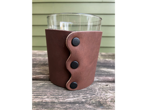 Leather Wrapped Whiskey Glass - Steal Your Face Grateful Dead