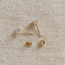 Load image into Gallery viewer, 14k Solid Gold 5mm Cubic Zirconia Stud Earrings