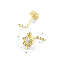 Load image into Gallery viewer, 14K Gold Diamond Indian Nose Stud