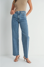 Load image into Gallery viewer, High Rise Longer Length Wide Leg Jeans