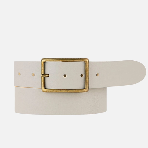 May | Gold Buckle Casual Full Grain Leather Belt