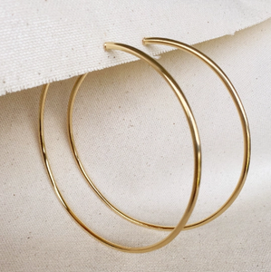 18k Gold Filled 4" Big Plain Hoop Earrings