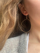 Load image into Gallery viewer, Full Moon Gold Medium Hand Hammered Hoops