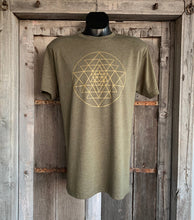 Load image into Gallery viewer, Men&#39;s Sri Yantra T-Shirt Olive/Gold