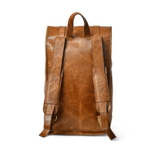 Load image into Gallery viewer, Duvall Rollup Leather Backpack- Tan