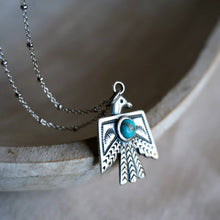 Load image into Gallery viewer, Thunderbird Turquoise Silver Necklace