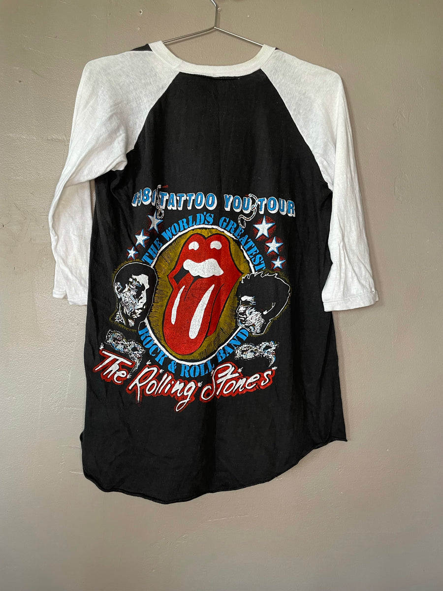 Vintage 1981 Rolling Stones Tattoo You Tour Concert Raglan T