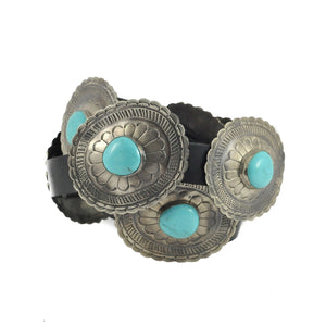Sterling Silver Oval Concho Turquoise Belt