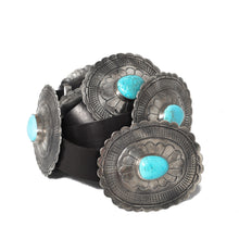 Load image into Gallery viewer, Sterling Silver Oval Concho Turquoise Belt