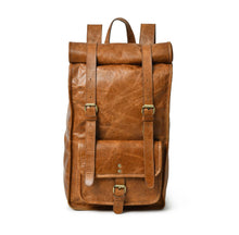 Load image into Gallery viewer, Duvall Rollup Leather Backpack- Tan