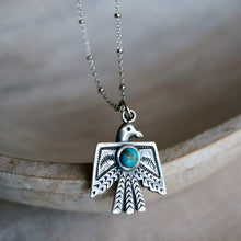 Load image into Gallery viewer, Thunderbird Turquoise Silver Necklace