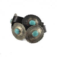 Load image into Gallery viewer, Sterling Silver Oval Concho Turquoise Belt