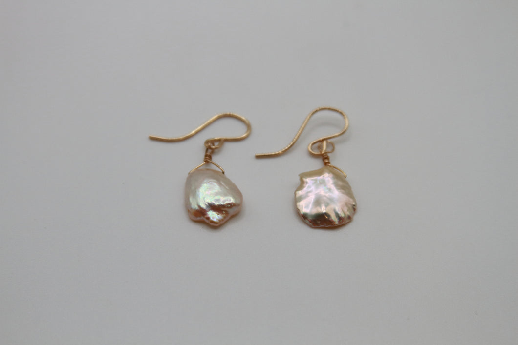 Champagne Keshi Pearl Gold Earrings