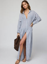 Load image into Gallery viewer, The Linen Drop Waist Shirt- Navy Stripe