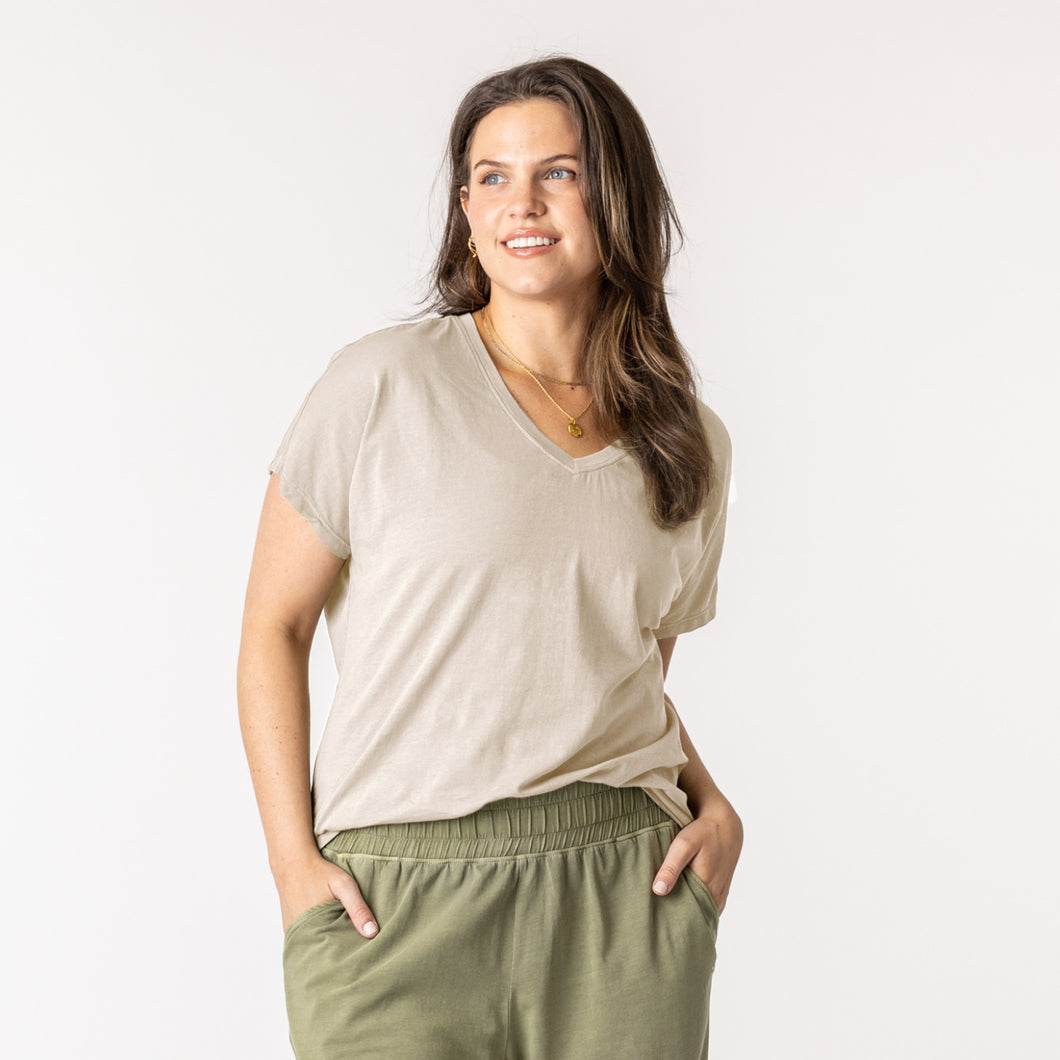 Organic Cotton Slouch Tee- Putty