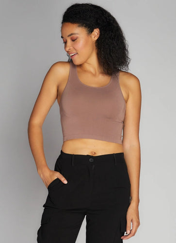 Bamboo Crop Tank- Mocha