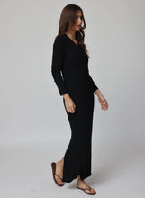 Load image into Gallery viewer, Rib Longsleeve Maxi Dress- Black