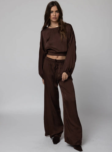 The Silky Venice Wide Leg- Chocolate